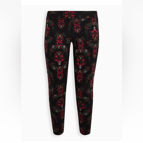 NWOT TORRID Skull and Floral Damask Leggings Sz 00 10 12 L - Picture 5 of 6